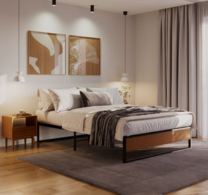 Metallbett HELENA 140 x 200 cm schwarz/natur