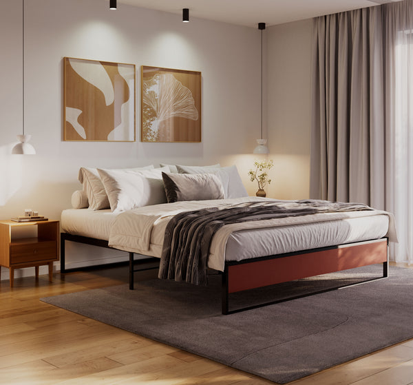 Metallbett HELENA 180 x 200 cm schwarz/natur