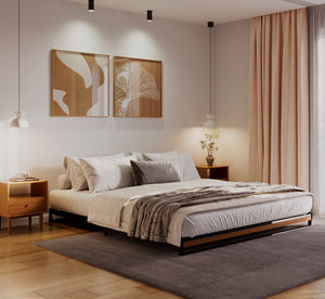 Metallbett HERTA 180 x 200 cm schwarz/natur
