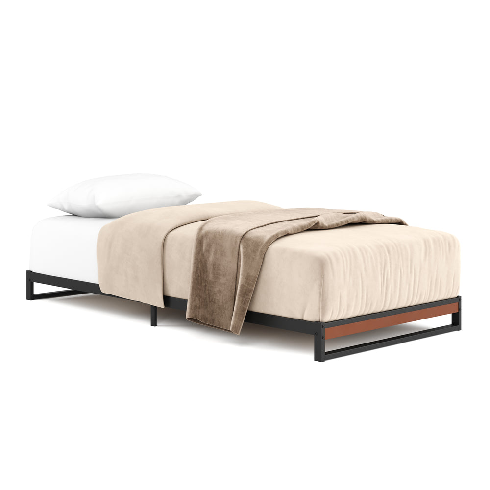 HERTA metal bed 90 x 200 cm black/natural