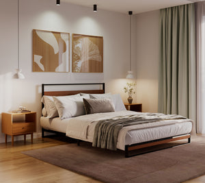 Metallbett INGRID 140 x 200 cm schwarz/natur