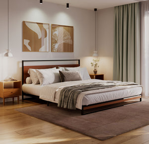 Metallbett INGRID 180 x 200 cm schwarz/natur