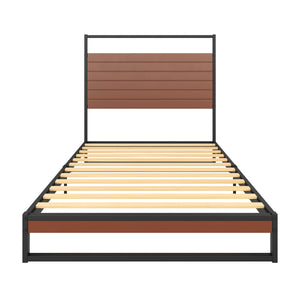 Metallbett INGRID 90 x 200 cm schwarz/natur