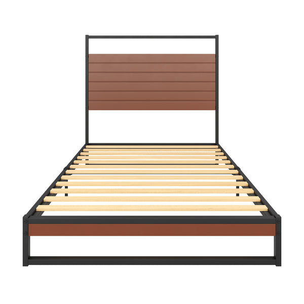 Metallbett INGRID 90 x 200 cm schwarz/natur