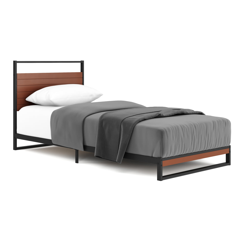 INGRID metal bed 90 x 200 cm black/natural