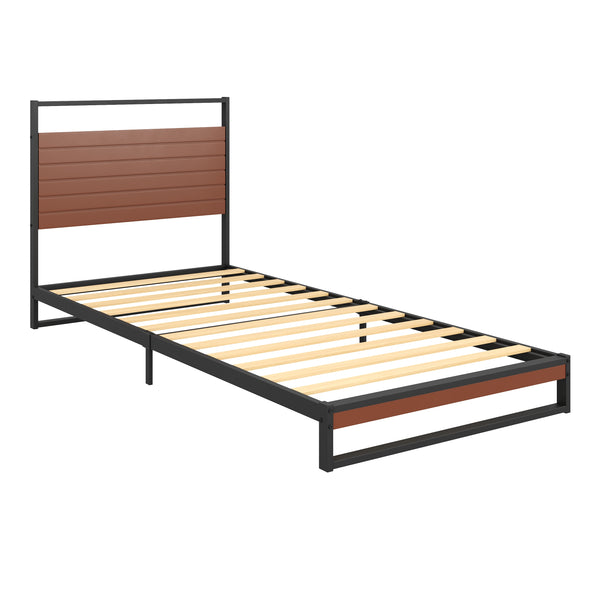 Metallbett INGRID 90 x 200 cm schwarz/natur