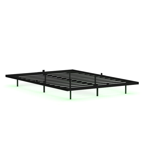 Metallbett LED MORVEN 140 x 200 cm schwarz
