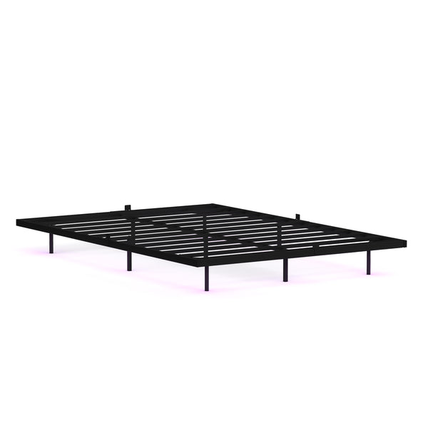 Metallbett LED MORVEN 140 x 200 cm schwarz