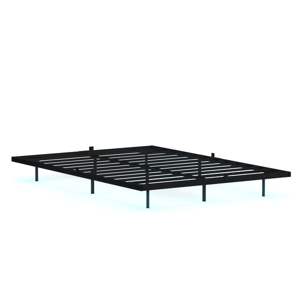 Metallbett LED MORVEN 140 x 200 cm schwarz