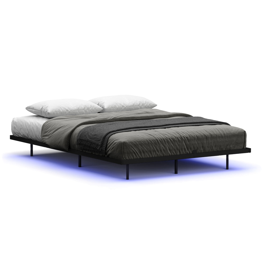 Metallbett LED MORVEN 140 x 200 cm schwarz