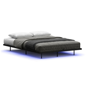 Metallbett LED MORVEN 140 x 200 cm schwarz