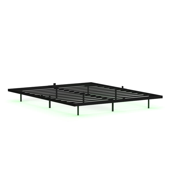 Metallbett LED MORVEN 160 x 200 cm schwarz