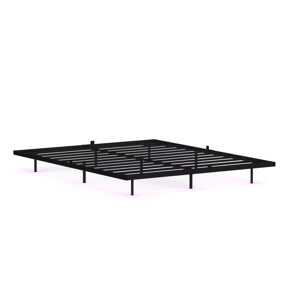 Metallbett LED MORVEN 160 x 200 cm schwarz