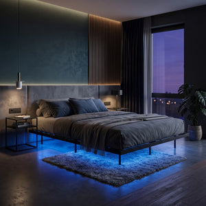 Metallbett LED MORVEN 160 x 200 cm schwarz