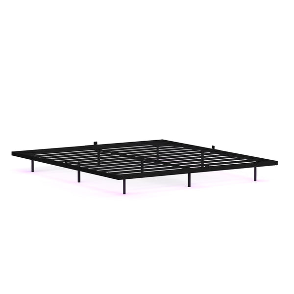 Metallbett LED MORVEN 180 x 200 cm schwarz