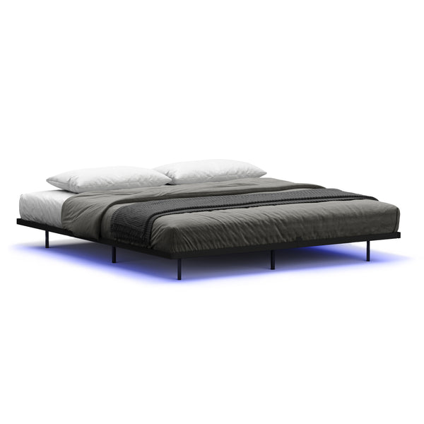 Metallbett LED MORVEN 180 x 200 cm schwarz