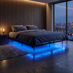 Metallbett LED MORVEN 180 x 200 cm schwarz