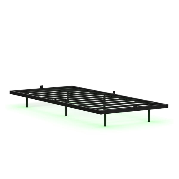 Metallbett LED MORVEN 90 x 200 cm schwarz