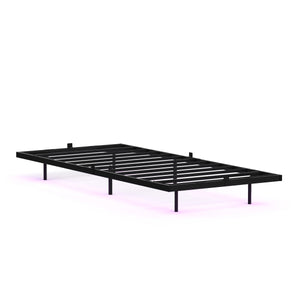 Metallbett LED MORVEN 90 x 200 cm schwarz