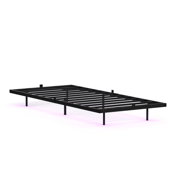 Metallbett LED MORVEN 90 x 200 cm schwarz