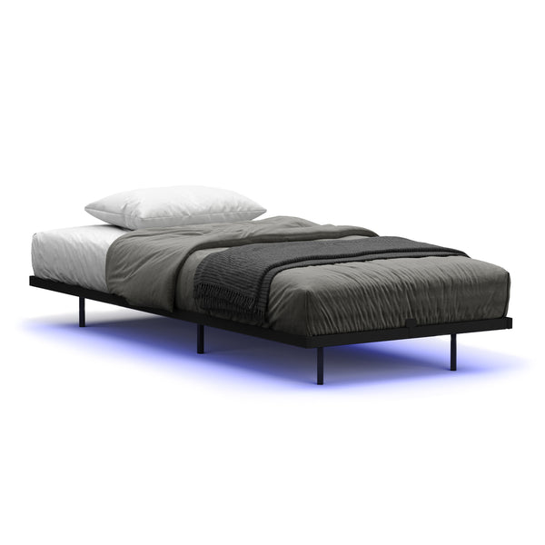 Metallbett LED MORVEN 90 x 200 cm schwarz