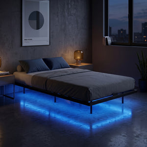 Metallbett LED MORVEN 90 x 200 cm schwarz