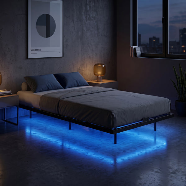 Metallbett LED MORVEN 90 x 200 cm schwarz