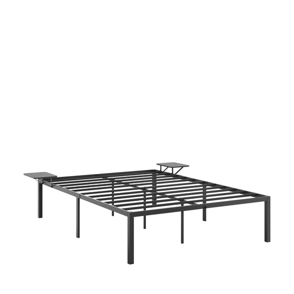 Metallbett MAREN mit Ablagen 140 x 200 cm schwarz