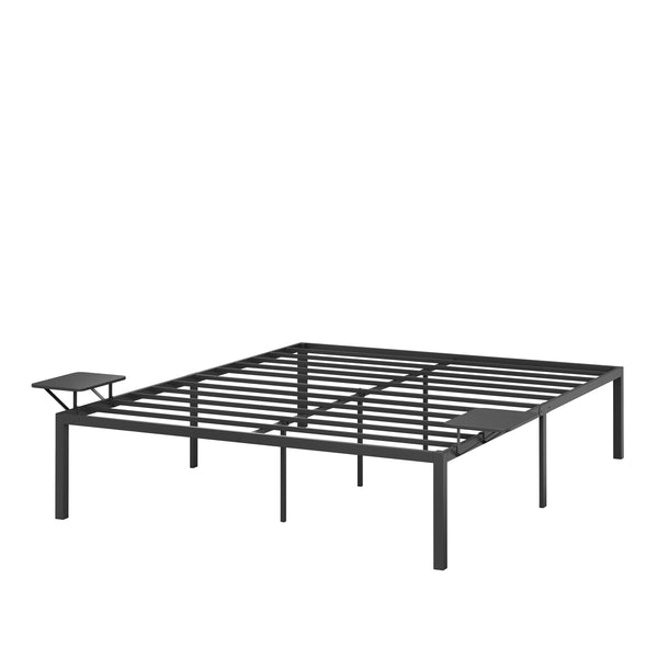 Metallbett MAREN mit Ablagen 160 x 200 cm schwarz