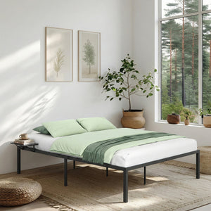 Metallbett MAREN mit Ablagen 160 x 200 cm schwarz