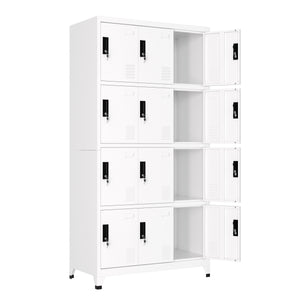Garderobe Spind FORTI Metall 12 Fächer 90 x 180 cm weiss