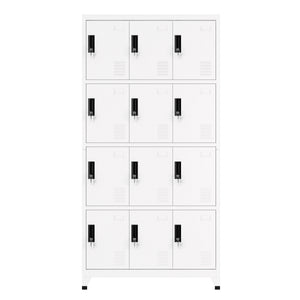 Garderobe Spind FORTI Metall 12 Fächer 90 x 180 cm weiss
