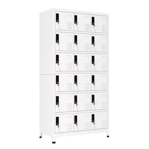 Garderobe Spind FORTI Metall 18 Fächer 90 x 180 cm weiss