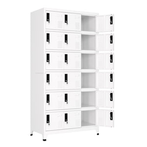 Garderobe Spind FORTI Metall 18 Fächer 90 x 180 cm weiss