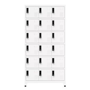 Garderobe Spind FORTI Metall 18 Fächer 90 x 180 cm weiss