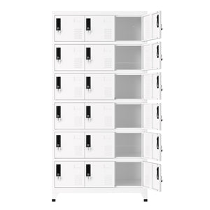 Garderobe Spind FORTI Metall 18 Fächer 90 x 180 cm weiss