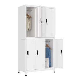 Garderobe Spind FORTI Metall 6 Fächer 90 x 180 cm weiss
