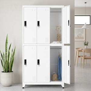Garderobe Spind FORTI Metall 6 Fächer 90 x 180 cm weiss