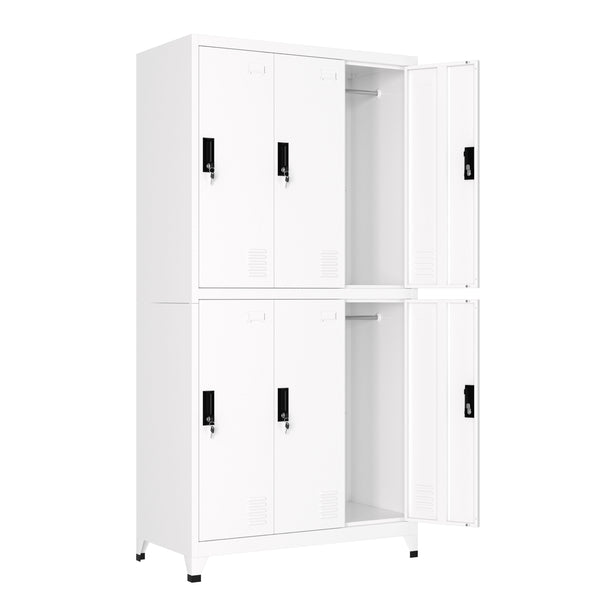 Garderobe Spind FORTI Metall 6 Fächer 90 x 180 cm weiss