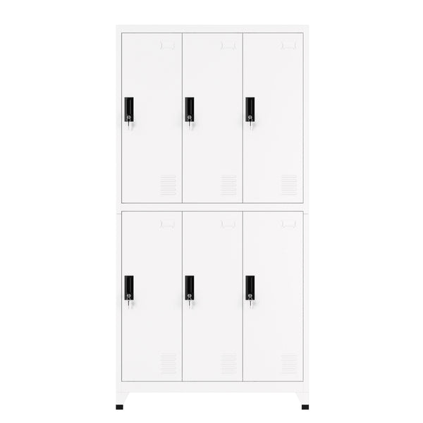Garderobe Spind FORTI Metall 6 Fächer 90 x 180 cm weiss