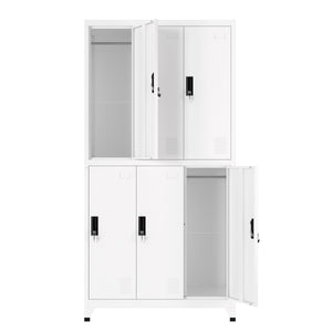 Garderobe Spind FORTI Metall 6 Fächer 90 x 180 cm weiss