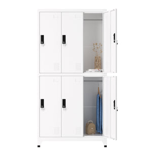 Garderobe Spind FORTI Metall 6 Fächer 90 x 180 cm weiss