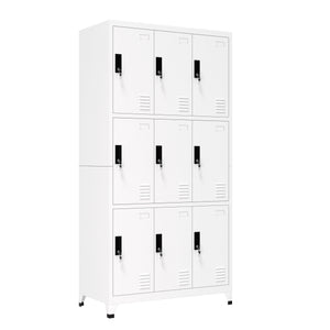 Garderobe Spind FORTI Metall 9 Fächer 90 x 180 cm weiss
