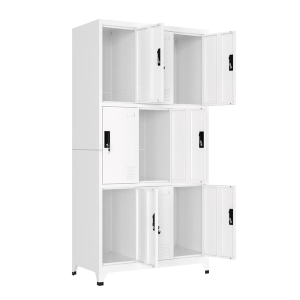 Garderobe Spind FORTI Metall 9 Fächer 90 x 180 cm weiss