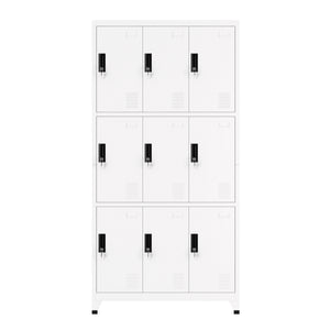Garderobe Spind FORTI Metall 9 Fächer 90 x 180 cm weiss