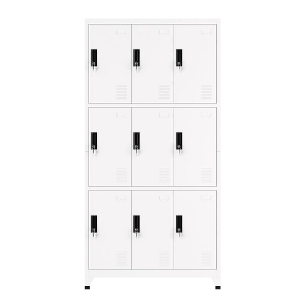 Garderobe Spind FORTI Metall 9 Fächer 90 x 180 cm weiss