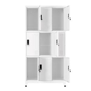 Garderobe Spind FORTI Metall 9 Fächer 90 x 180 cm weiss
