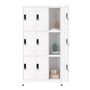 Garderobe Spind FORTI Metall 9 Fächer 90 x 180 cm weiss