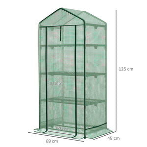 Mini-Gewächshaus 69x49x125cm Frühbeet mit 3 Regalböden