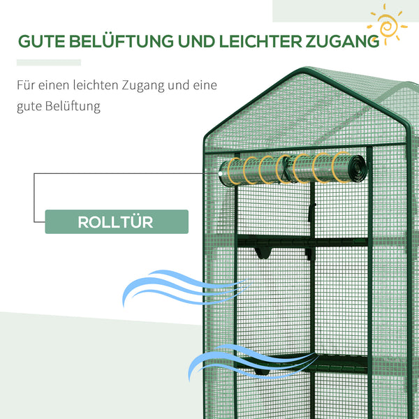 Mini-Gewächshaus 69x49x125cm Frühbeet mit 3 Regalböden